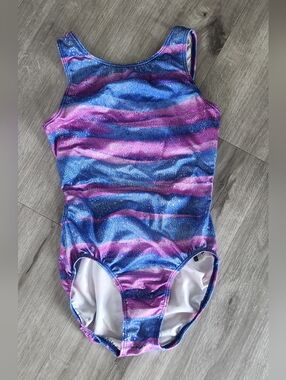 Dance Leotard GK Elite Purple/blue Medium Child Gymnastics Acro Lycra Jazz EUC